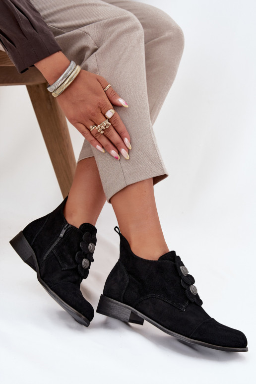 zo semišu topánky Dámske S Ornatemi s kvetinovými motívmikami Zazoo 3080 čierna zo semišu topánky Dámske S Ornatemi s kvetinovými motívmikami Zazoo 3080 čierna