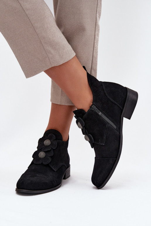 zo semišu topánky Dámske S Ornatemi s kvetinovými motívmikami Zazoo 3080 čierna zo semišu topánky Dámske S Ornatemi s kvetinovými motívmikami Zazoo 3080 čierna