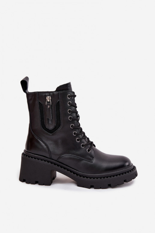 Kožené Dámske čižmy Zapnuté Klocku zahriať sa Vinceza 86418 čierna Kožené Dámske čižmy Zapnuté Klocku zahriať sa Vinceza 86418 čierna