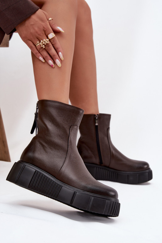 Zazoo 60369 Dámske čižmy s platformou CzekoladoIne Zazoo 60369 Dámske čižmy s platformou CzekoladoIne