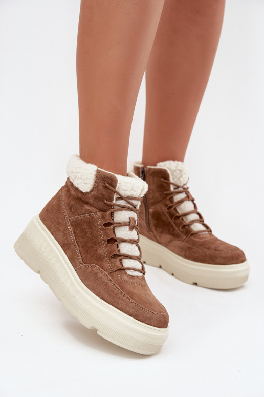 zo semišu Snehule Dámske s otepľovaním s platformou Vinceza 95354 Hnedá farba zo semišu Snehule Dámske s otepľovaním s platformou Vinceza 95354 Hnedá farba