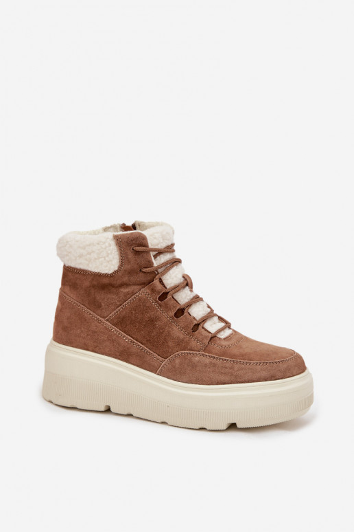 zo semišu Snehule Dámske s otepľovaním s platformou Vinceza 95354 Hnedá farba zo semišu Snehule Dámske s otepľovaním s platformou Vinceza 95354 Hnedá farba