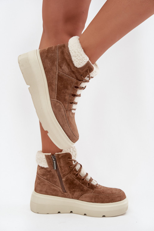 zo semišu Snehule Dámske s otepľovaním s platformou Vinceza 95354 Hnedá farba zo semišu Snehule Dámske s otepľovaním s platformou Vinceza 95354 Hnedá farba