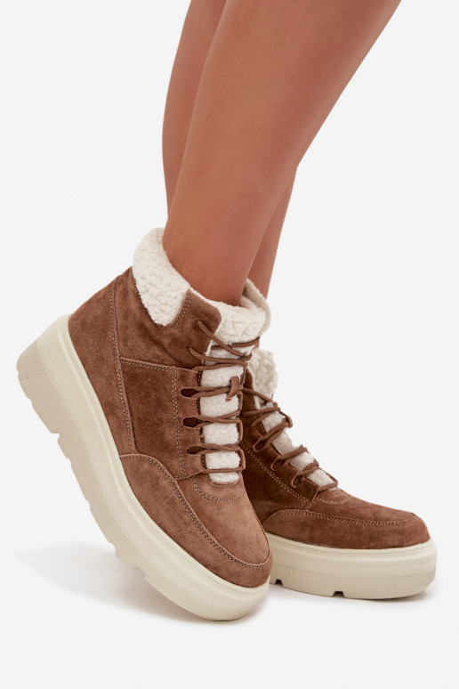 zo semišu Snehule Dámske s otepľovaním s platformou Vinceza 95354 Hnedá farba zo semišu Snehule Dámske s otepľovaním s platformou Vinceza 95354 Hnedá farba