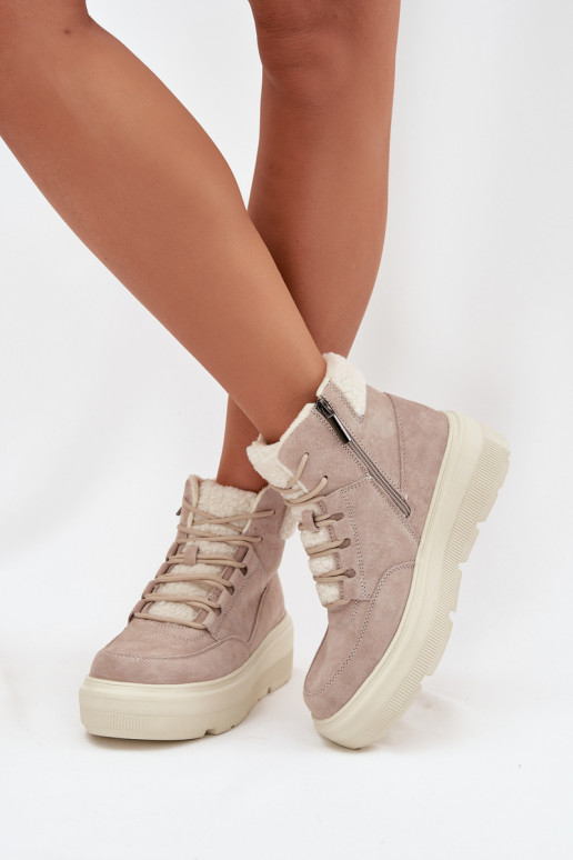 zo semišu Snehule Dámske s otepľovaním s platformou Vinceza 95354 béžová zo semišu Snehule Dámske s otepľovaním s platformou Vinceza 95354 béžová