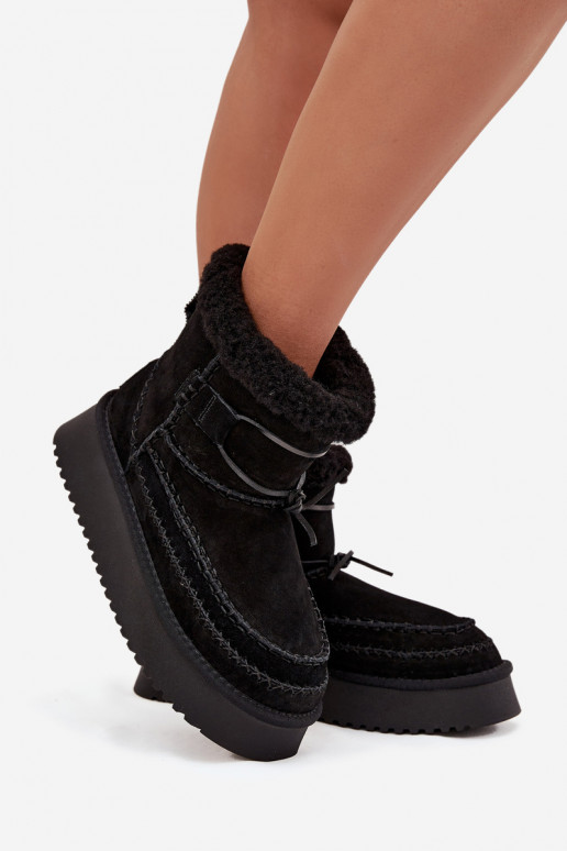 zo semišu Snehule Dámske S Ornatemi Przeszyciami Big Star SS274372 čierna zo semišu Snehule Dámske S Ornatemi Przeszyciami Big Star SS274372 čierna