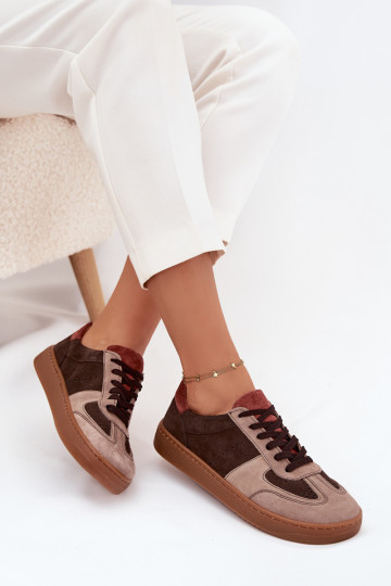 Kožené zo semišu Tenisky model obuvi Barefoot Dámske Zazoo N1277 Hnedá farba