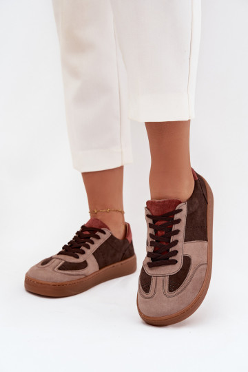 Kožené zo semišu Tenisky model obuvi Barefoot Dámske Zazoo N1277 Hnedá farba 2