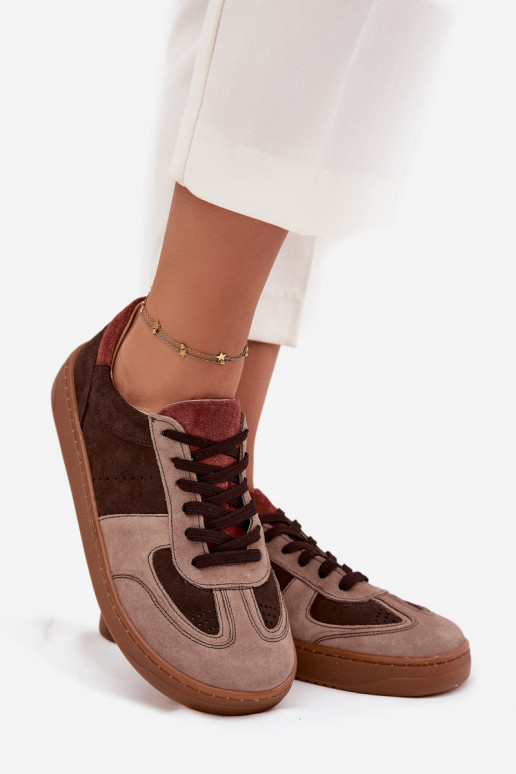 Kožené zo semišu Tenisky model obuvi Barefoot Dámske Zazoo N1277 Hnedá farba