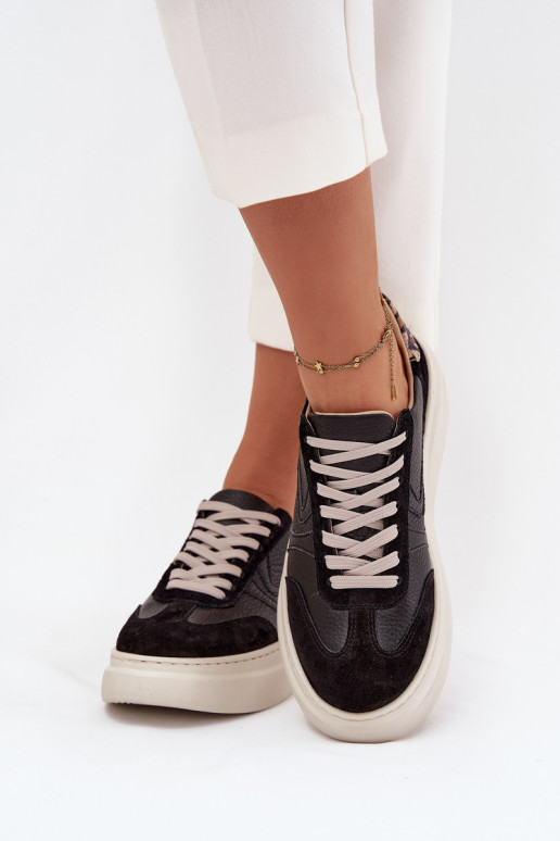 Kožené Tenisky model obuvi Dámske s platformou so vzormi leopardej kožušiny Zazoo N1263 čierna Kožené Tenisky model obuvi Dámske s platformou so vzormi leopardej kožušiny Zazoo N1263 čierna