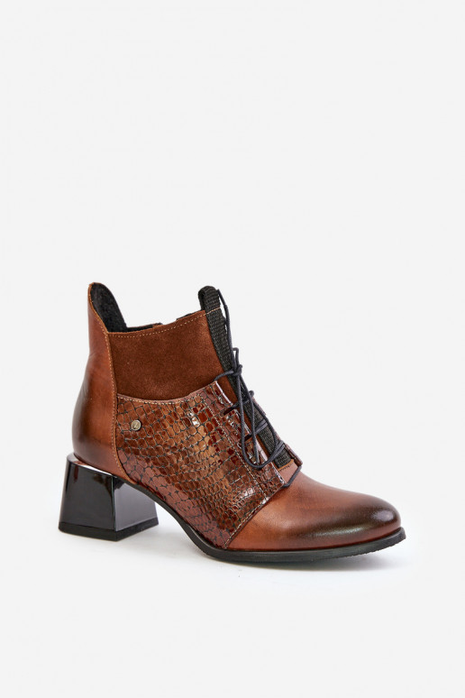 Zazoo 60503 Kožené Čižmy s podpätkami zahriať sa Hnedá farba Zazoo 60503 Kožené Čižmy s podpätkami zahriať sa Hnedá farba