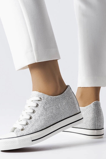 Strieborné lesklé tenisky s... 2