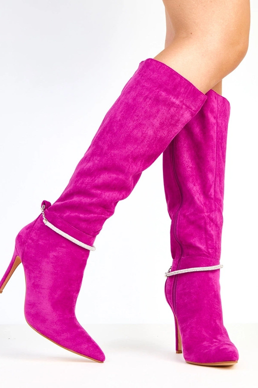 Fialové zamskové vysoké čižmy s...