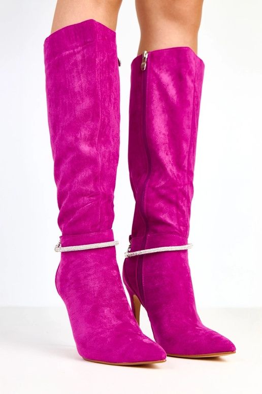Fialové zamskové vysoké čižmy s...
