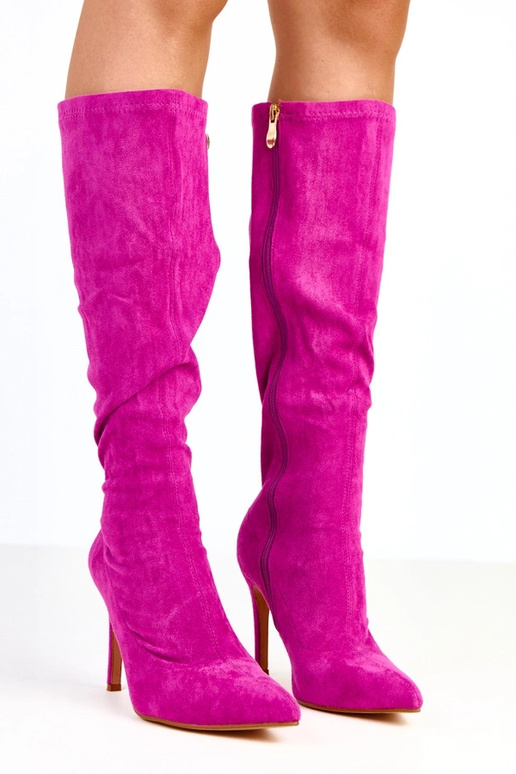 Fialové vysoké čižmy do kolien Brooke