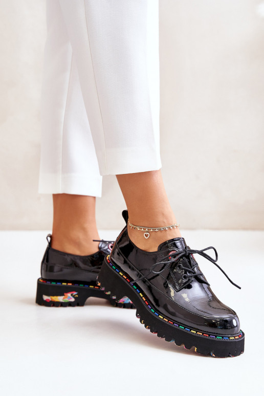 s lakovým efektom topánky Dámske so šnúrkami Artiker 55C0497 čierna s lakovým efektom topánky Dámske so šnúrkami Artiker 55C0497 čierna