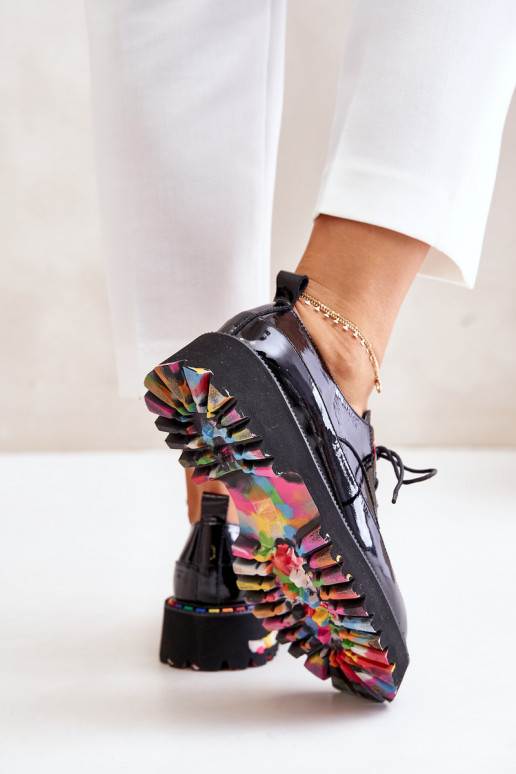 s lakovým efektom topánky Dámske so šnúrkami Artiker 55C0497 čierna s lakovým efektom topánky Dámske so šnúrkami Artiker 55C0497 čierna