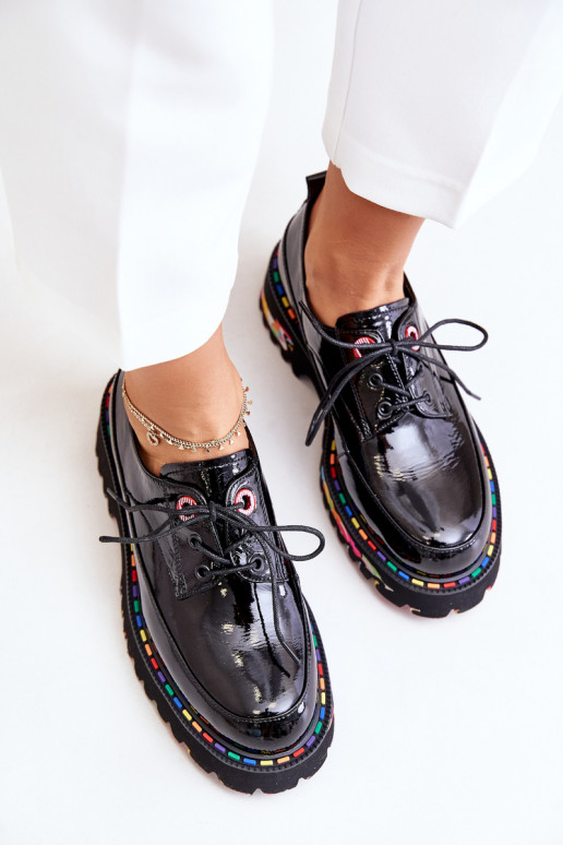 s lakovým efektom topánky Dámske so šnúrkami Artiker 55C0497 čierna s lakovým efektom topánky Dámske so šnúrkami Artiker 55C0497 čierna