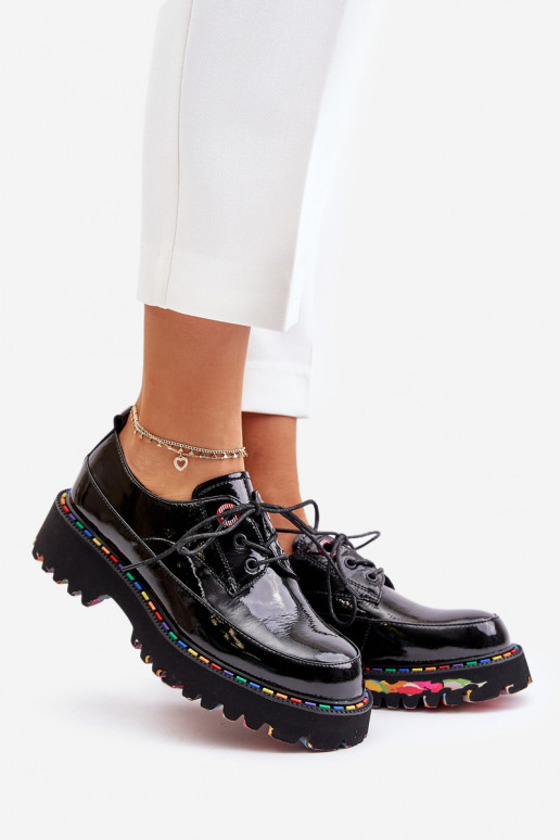 s lakovým efektom topánky Dámske so šnúrkami Artiker 55C0497 čierna s lakovým efektom topánky Dámske so šnúrkami Artiker 55C0497 čierna