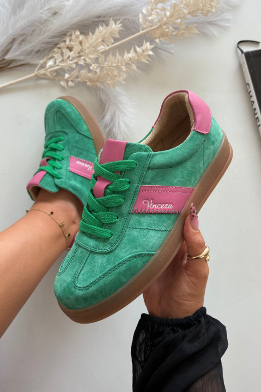 zamatové športové topánky pre ženy Vinceza 79576 v zelenej farbe zamatové športové topánky pre ženy Vinceza 79576 v zelenej farbe