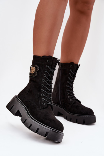 Zateplené členkové topánky a nokerai dámske s ornamentmi čiernej farby Melisse 2