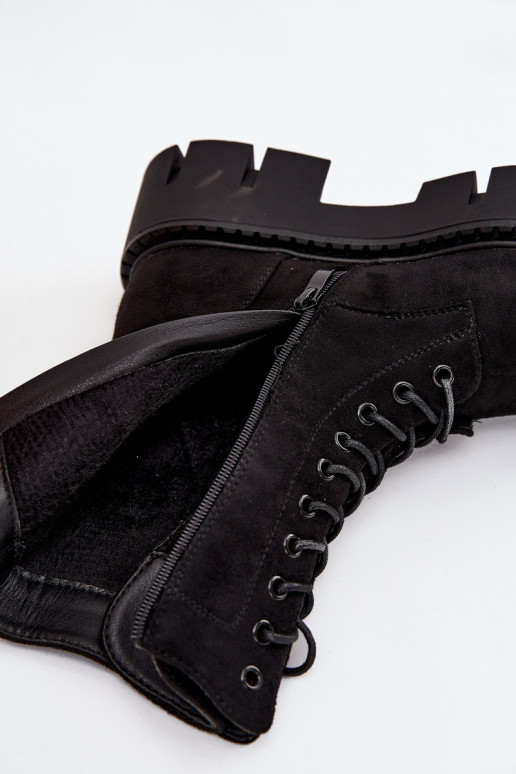 Zateplené členkové topánky a nokerai dámske s ornamentmi čiernej farby Melisse