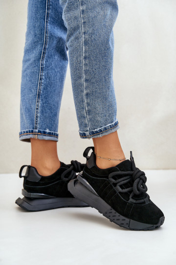 zo semišu Tenisky model obuvi Dámske s platformouGrubym Šnurovaniem Artiker 54C1464 čierna