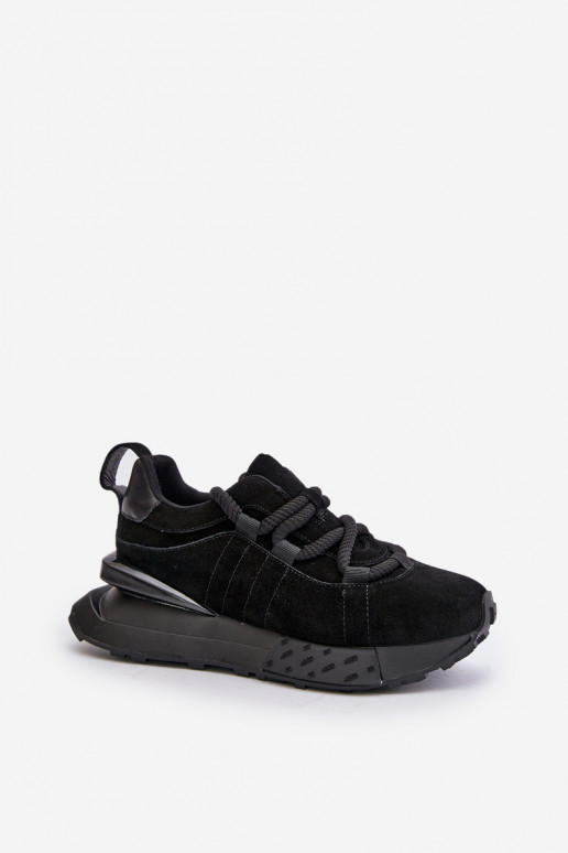 zo semišu Tenisky model obuvi Dámske s platformouGrubym Šnurovaniem Artiker 54C1464 čierna