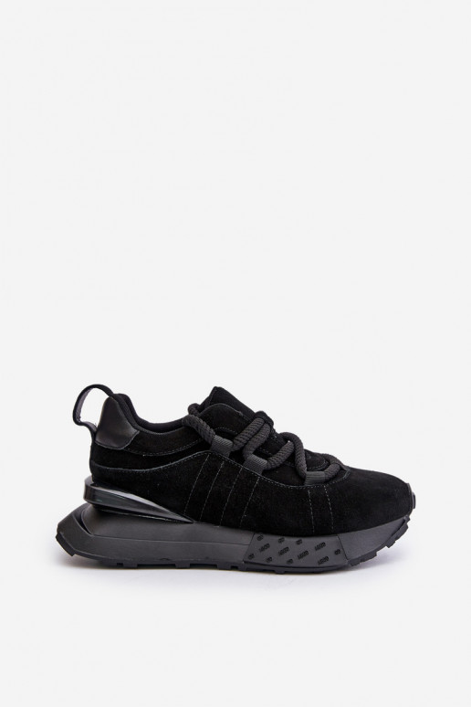 zo semišu Tenisky model obuvi Dámske s platformouGrubym Šnurovaniem Artiker 54C1464 čierna