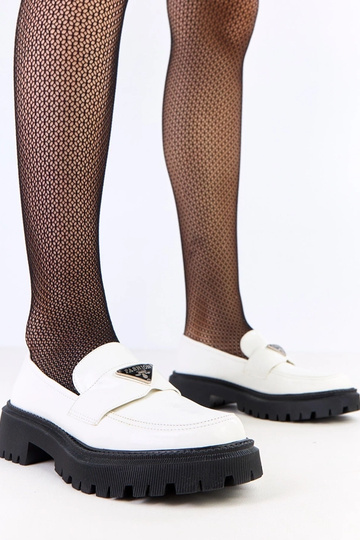 Biele dámske mokasíny s...