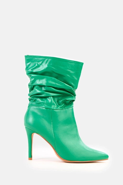 Zelené čižmy na vysokom podpätku s...