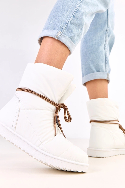 Biele dámske snehové topánky s...