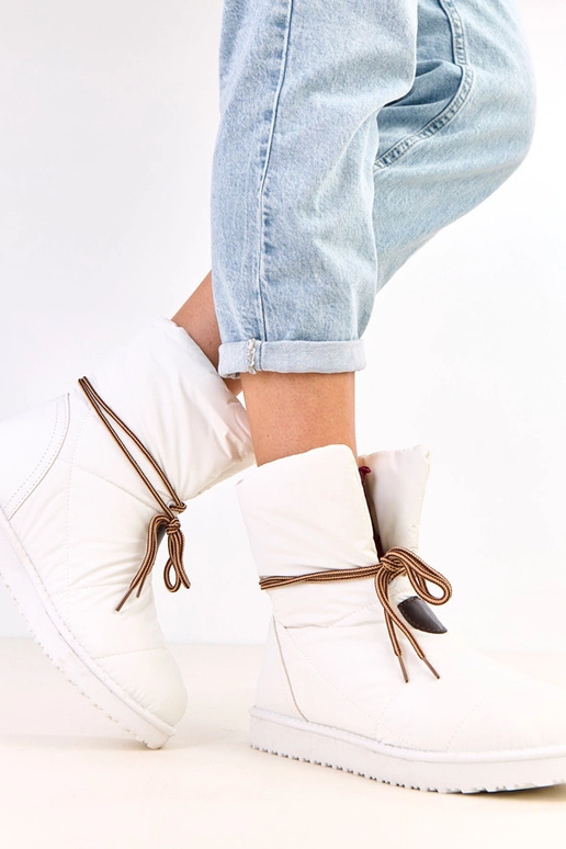 Biele dámske snehové topánky s...