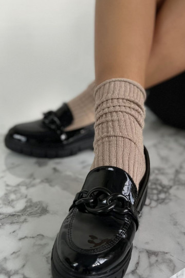 Ponožky Dámske Bez tlaku IN Prążek z Lurexem béžová