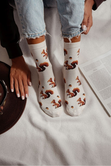 Ponožky Dámske Veveričky I Orzechy slonovina