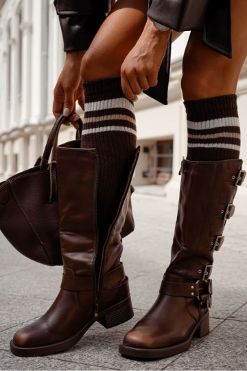 PodkolanóInki Dámske IN Prążek S pruhmi CzekoladoIne