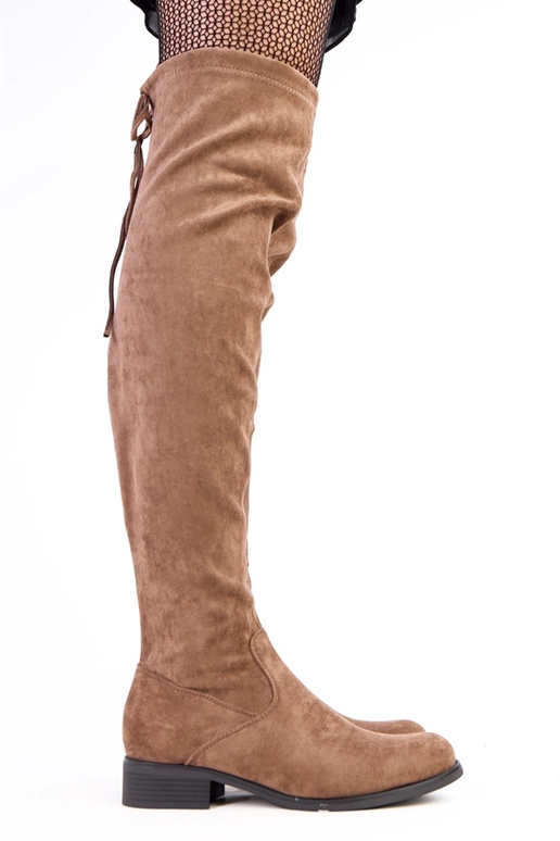 Pieskové dlhé čižmy s plochou...