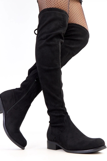 Čierne dlhé čižmy s plochou... 2