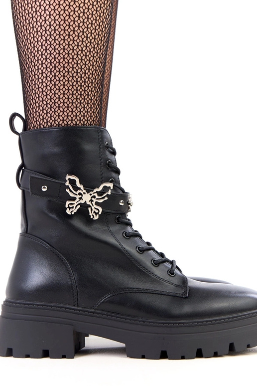 Čierne turistické topánky s motýlikom...