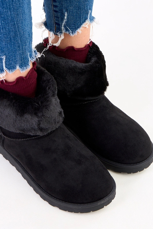 Čierne snehové topánky s kožušinou na...