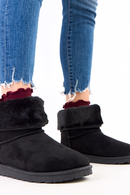 Čierne snehové topánky s kožušinou na...