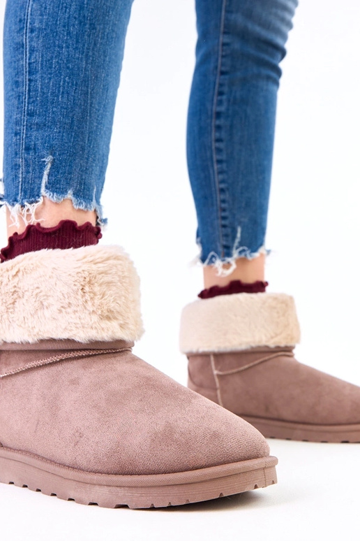 Hnedé snehové topánky s kožušinou na...