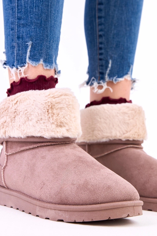 Hnedé snehové topánky s kožušinou na...