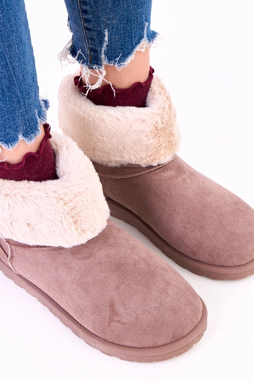 Hnedé snehové topánky s kožušinou na...