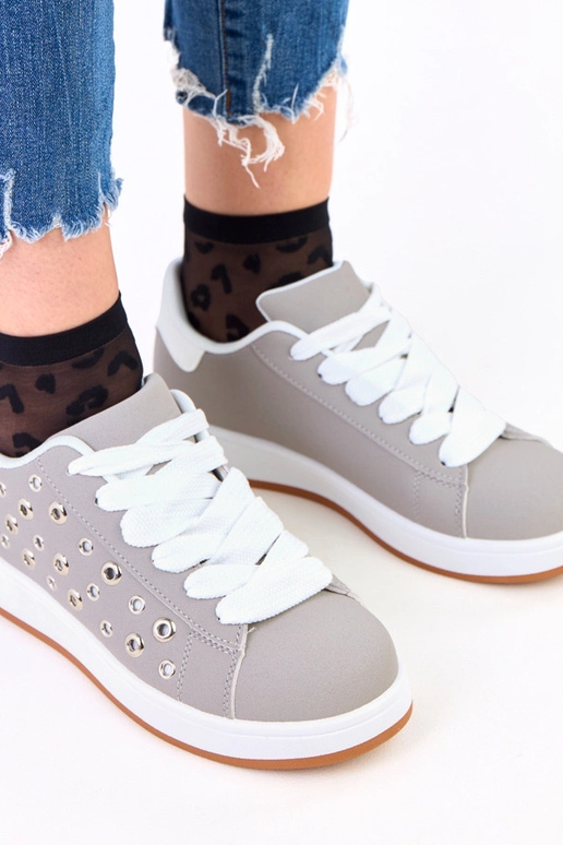 Sivé športové tenisky na platforme s...