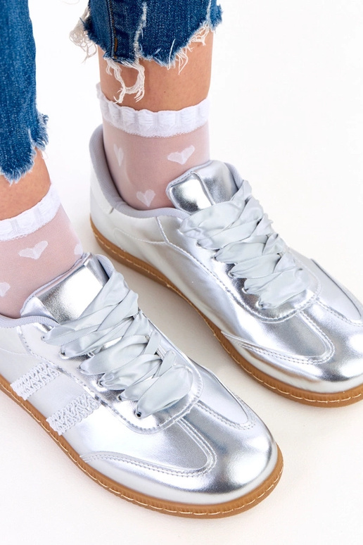 Strieborné dámske športové tenisky so...