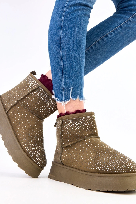 Zelené snehové topánky so zirkónmi na...