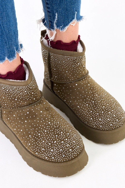 Zelené snehové topánky so zirkónmi na...