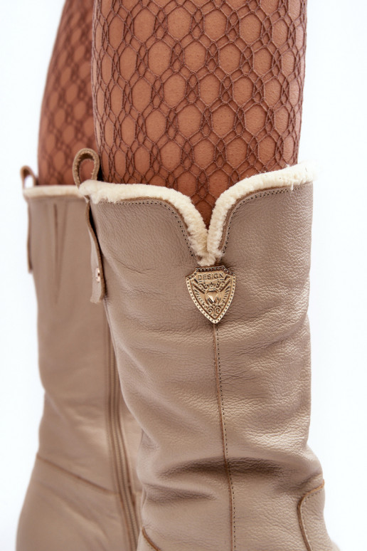 Dámske Kožené čižmy S vlnou béžová Bayla