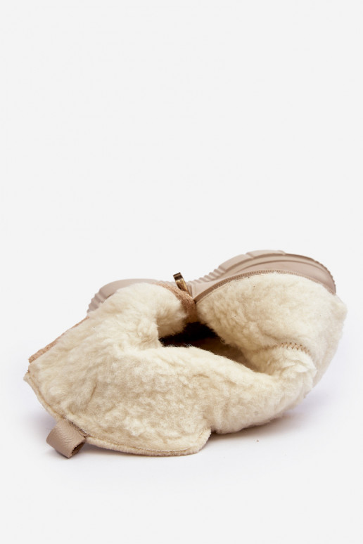 Dámske Kožené čižmy S vlnou béžová Bayla